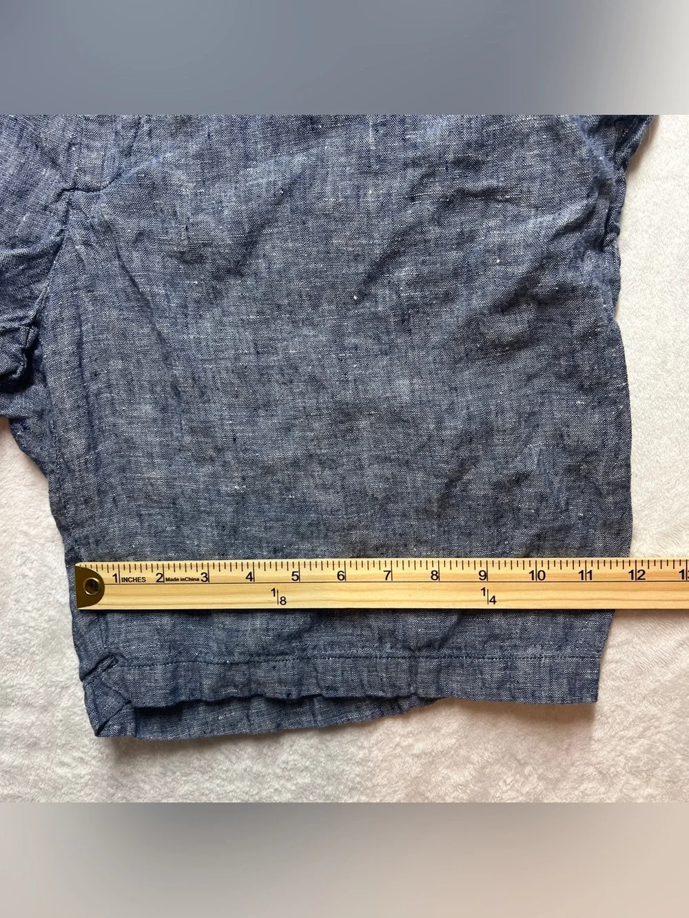 Quince Men's 100% European Linen Shorts Chambray Blue Size XL 9” inseam